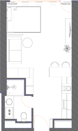 studio, 34.88 m², 26 floor, 7th Heaven Residence in Batumi