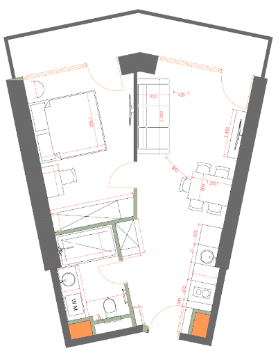 1-bedroom apartment, 49.63 m², 38 floor, 7th Heaven Residence in Batumi