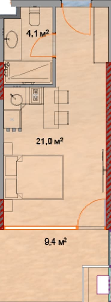 studio, 35.2 m², 17 floor in "Horizon Grand Residence"