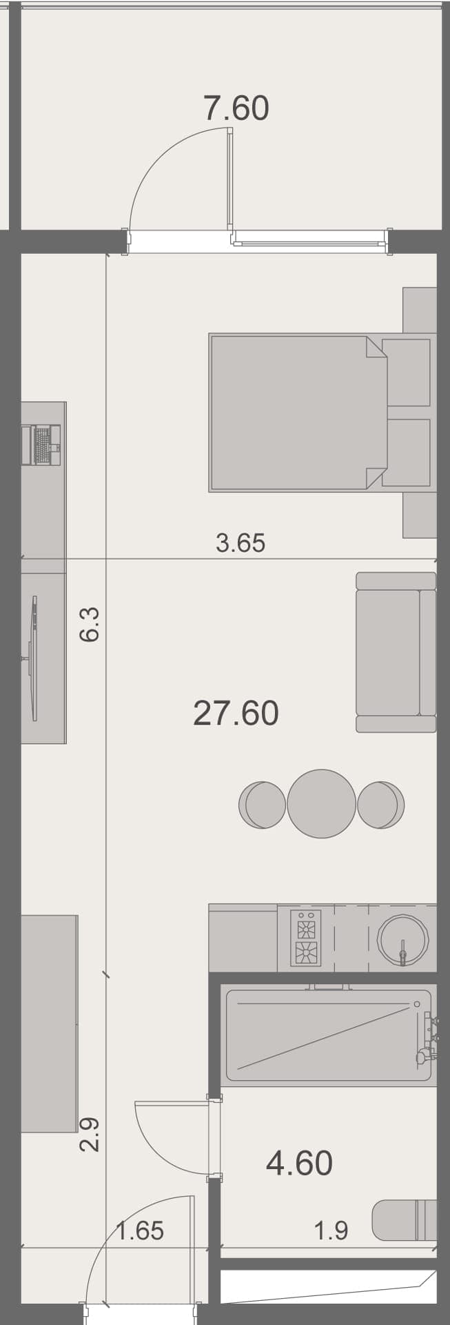 Студия, 40.1 м², 12 этаж в ЖК "Stay & Rent"
