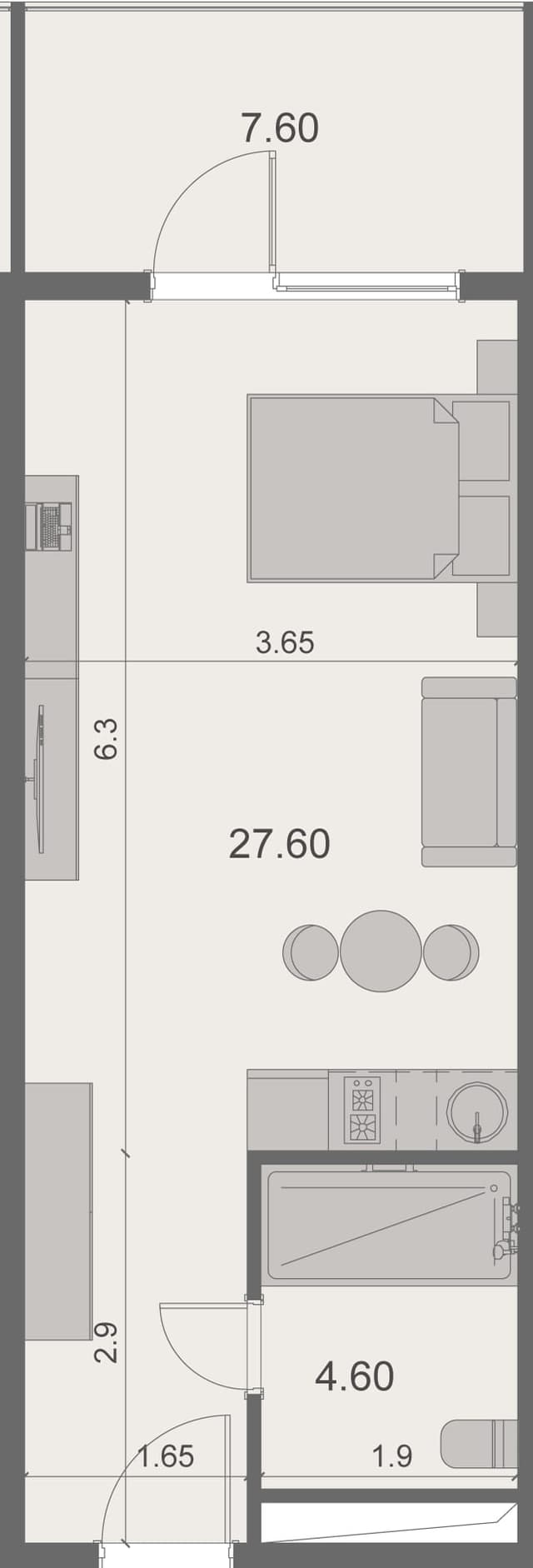 , 40.1 מ״ר, קומה 12 בStay & Rent