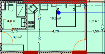 studio, 33.4 m², 3 floor in "Lagoon Resort"
