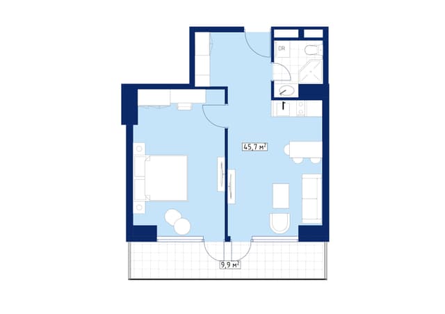 studio, 56.2 m², 39 floor in "Calligraphy Towers"