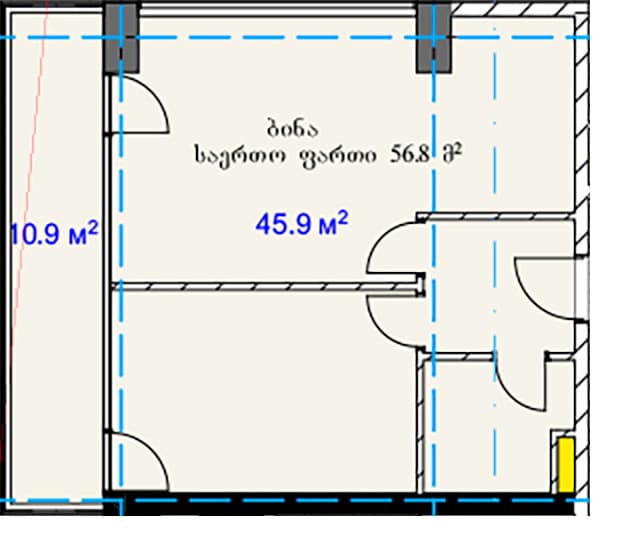 2-комнатная квартира, 56.8 м², 16 этаж в ЖК "A.Sector Megobroba"