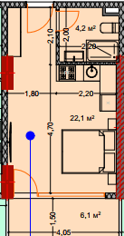 studio, 33.5 m², 3 floor in "Lagoon Resort"