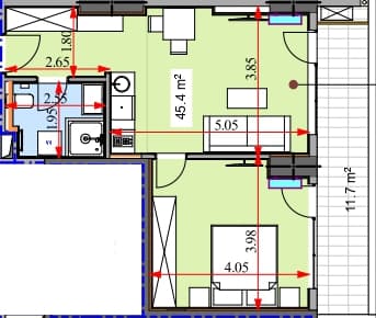 Студия, 57.4 м², 29 этаж в ЖК "Real Palace Blue"