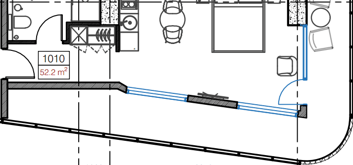 studio, 52.2 m², 10 floor in "Cube"