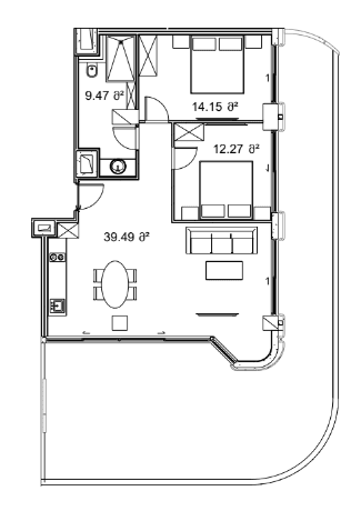 2-bedroom apartment, 142.93 m², 12 floor in "Next Collection"