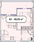 1-комнатная квартира, 46.85 м², 1 этаж в ЖК "Elite Family Residence"