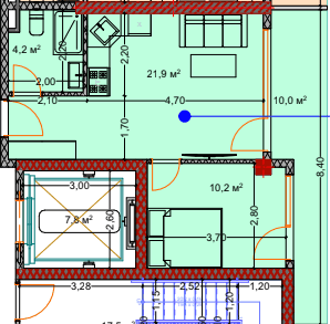 1-bedroom apartment, 48.1 m², 6 floor in "Lagoon Resort"