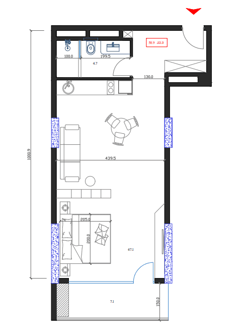 Студия, 58.9 м², 17 этаж в ЖК "Marina Club"