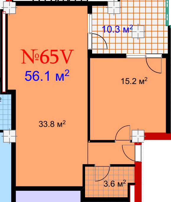 1-комнатная квартира, 66.4 м², 20 этаж в ЖК "Mardi City Center"