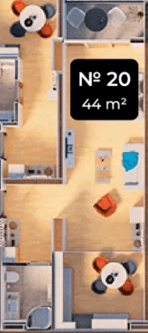 studio, 44.5 m², 17 floor, Next Apartments in Batumi