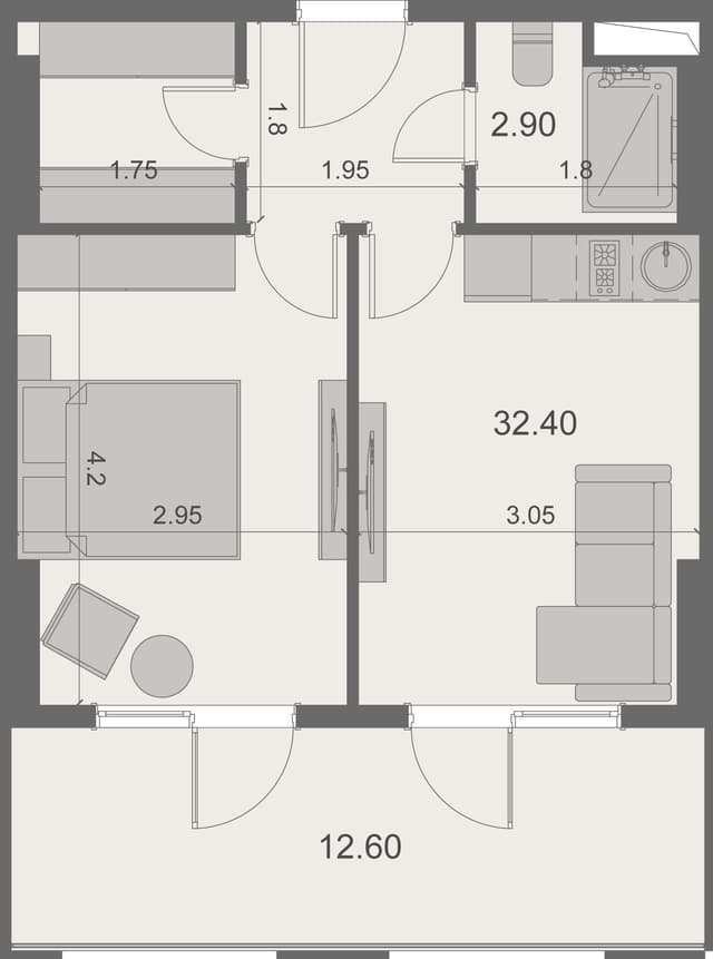 1-bedroom apartment, 47.9 m², 16 floor in "Stay & Rent"