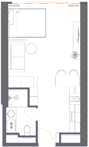 studio, 34.88 m², 34 floor, 7th Heaven Residence in Batumi