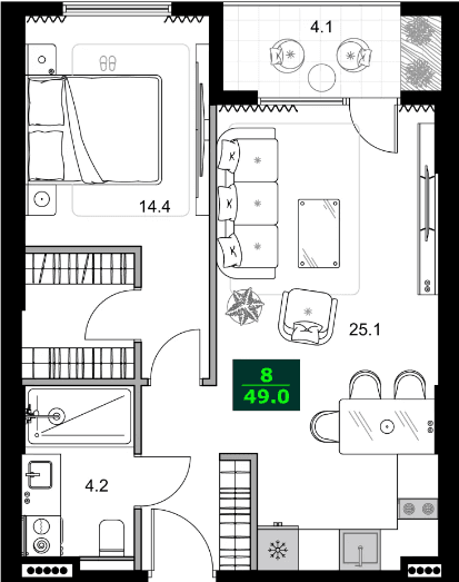2-комнатная квартира, 49 м², 11 этаж в ЖК "SUMMER 365"