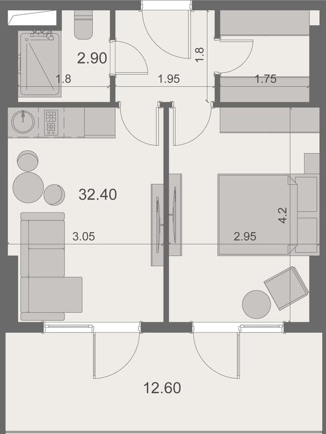 1-bedroom apartment, 47.9 m², 16 floor in "Stay & Rent"