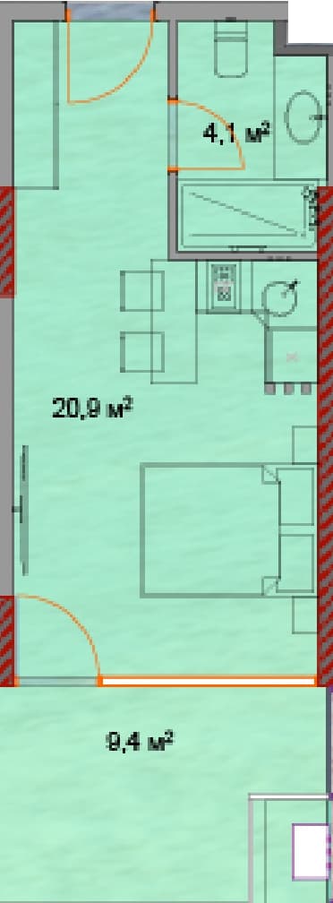 studio, 35.2 m², 20 floor, Horizon Grand Residence in Batumi