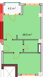 1-комнатная квартира, 53.3 м², 13 этаж в ЖК "Modern Residence"