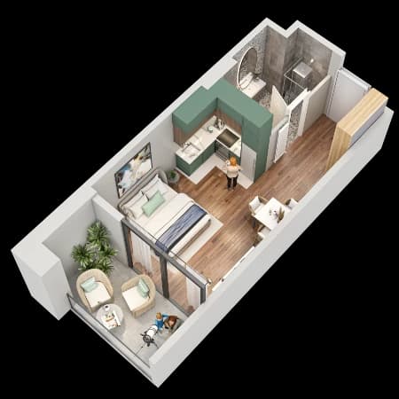 Студия, 32.5 м², 15 этаж в ЖК "Tekto Franco"