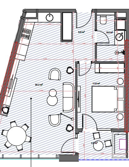 1-комнатная квартира, 62.2 м², 14 этаж в ЖК "Tekto Location"