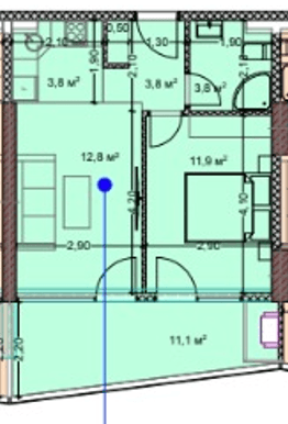 1-комнатная квартира, 49.2 м², 15 этаж в ЖК "Prime Residence"