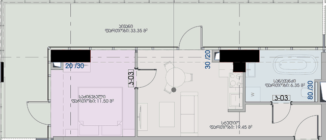 1-комнатная квартира, 70.65 м², 19 этаж в ЖК "Geuz Towers"