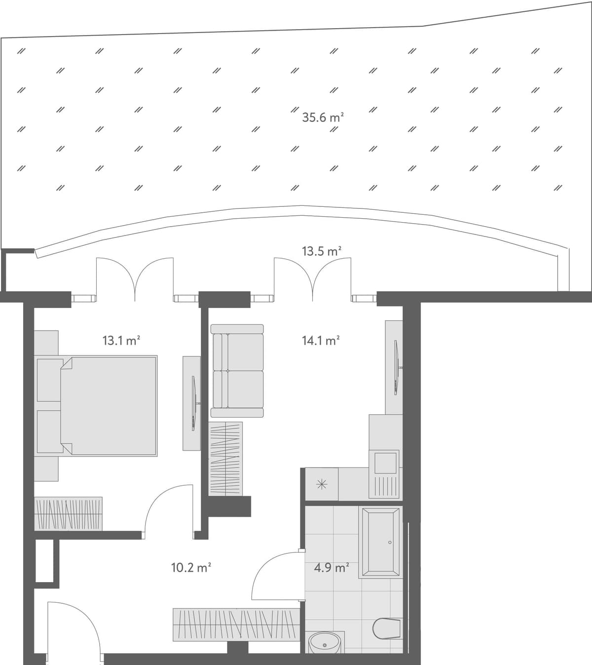 2-bedroom apartment, 55.8 m², 1 floor, Wyndham Grand Family Club in Batumi