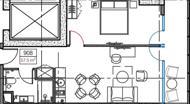 1-комнатная квартира, 57.5 м², 9 этаж в ЖК "Cube"
