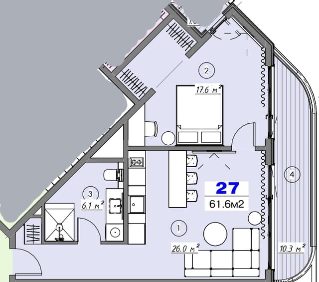 1-bedroom apartment, 67 m², 4 floor in "Royal Residence Botanico"