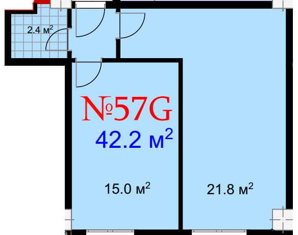 1-комнатная квартира, 42.2 м², 18 этаж в ЖК "Mardi City Center"