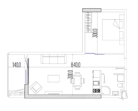 2-bedroom apartment, 40 m², 22 floor, Intourist Residence in Batumi