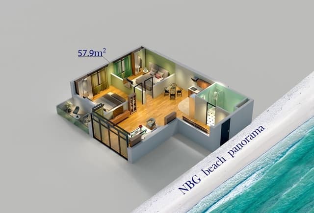 3-комнатная квартира, 68.4 м², 25 этаж в ЖК "NBG Beach Panorama"