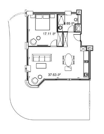 1-bedroom apartment, 125.45 m², 14 floor in "Next Collection"