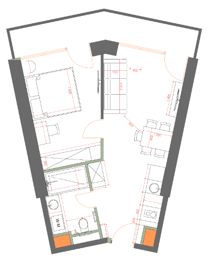1-bedroom apartment, 49.63 m², 27 floor in "7th Heaven Residence"