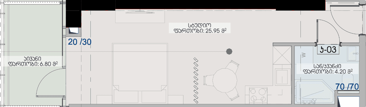 Студия, 36.95 м², 27 этаж в ЖК "Geuz Towers"