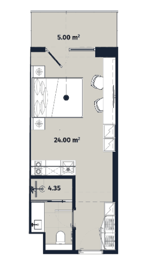 Студия, 33.35 м², 26 этаж в ЖК "Alliance Renaissance"