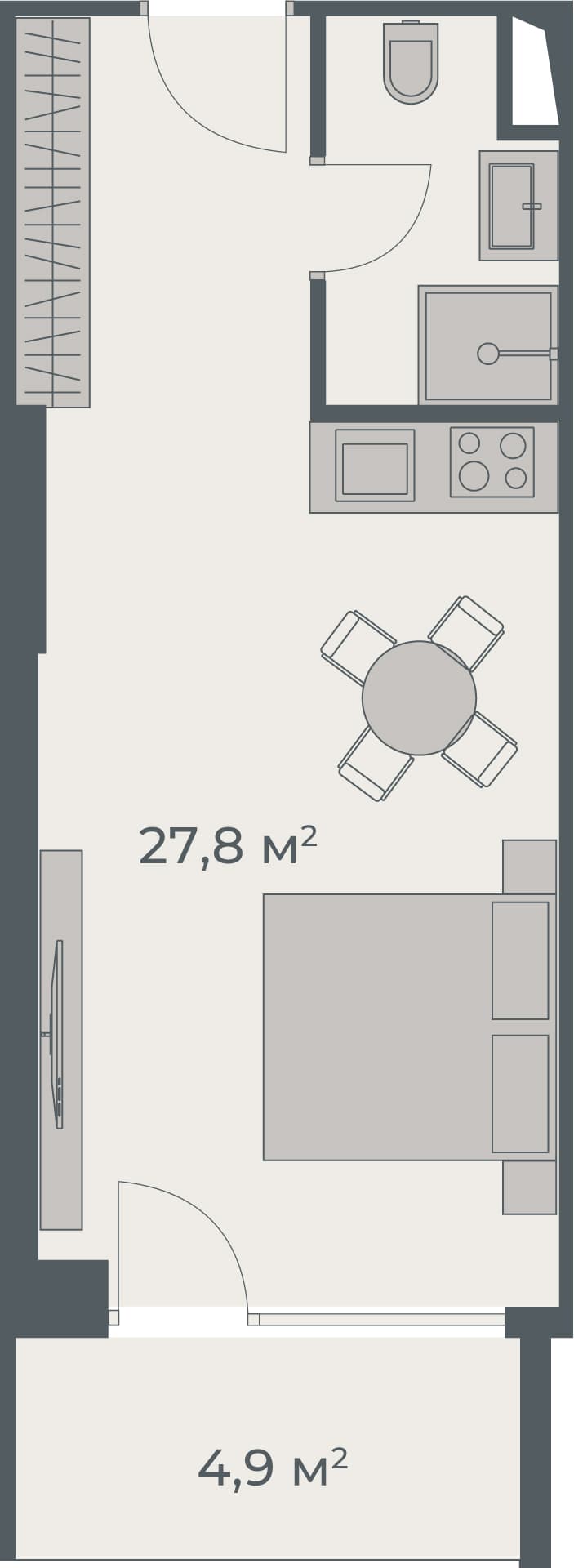studio, 32.7 m², 28 floor, One in Batumi