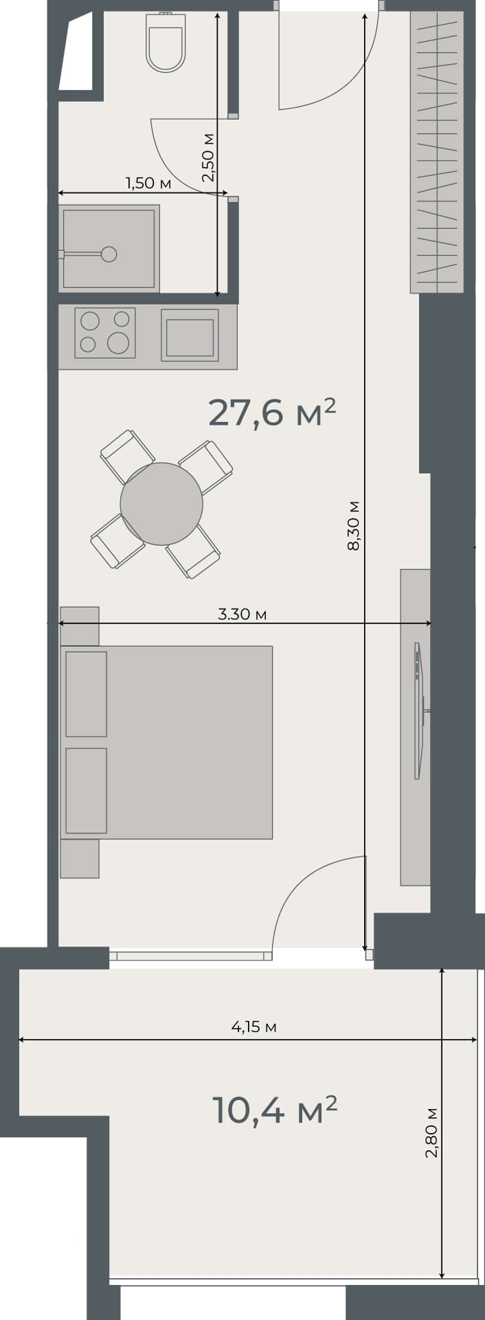 studio, 38 m², 14 floor, One in Batumi