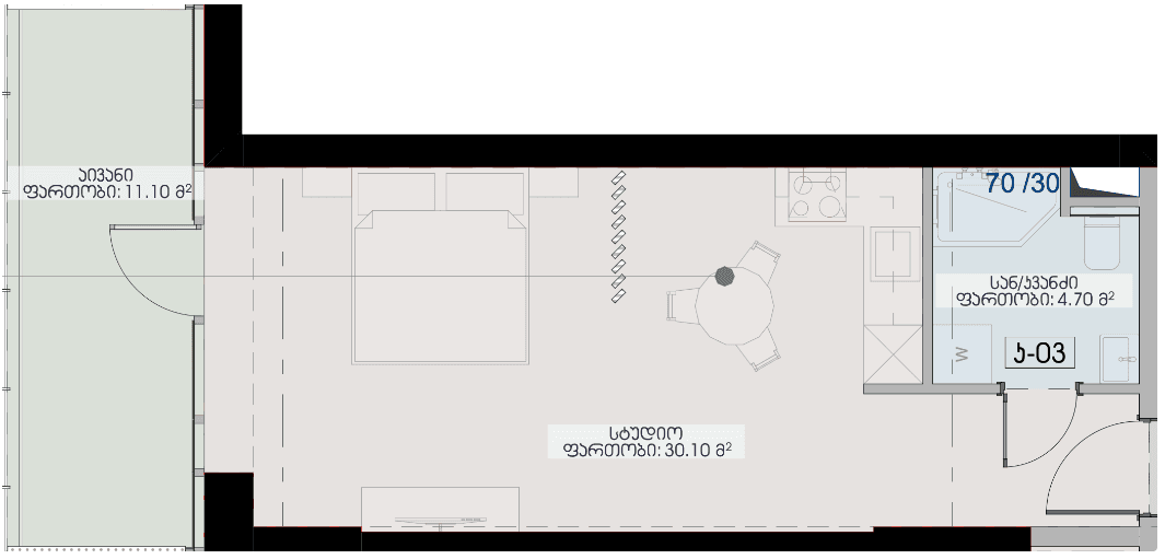 Студия, 45.9 м², 26 этаж в ЖК "Geuz Towers"