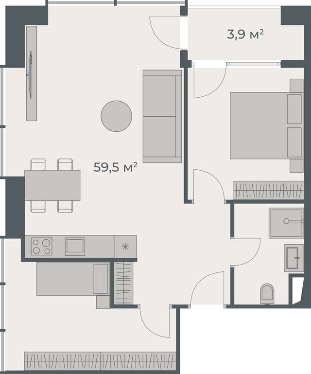 2-bedroom apartment, 63.4 m², 34 floor in "One"