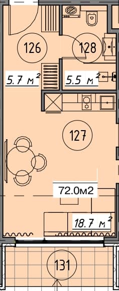 studio, 35.4 m², 1 floor in "Grand Botanico Residence"