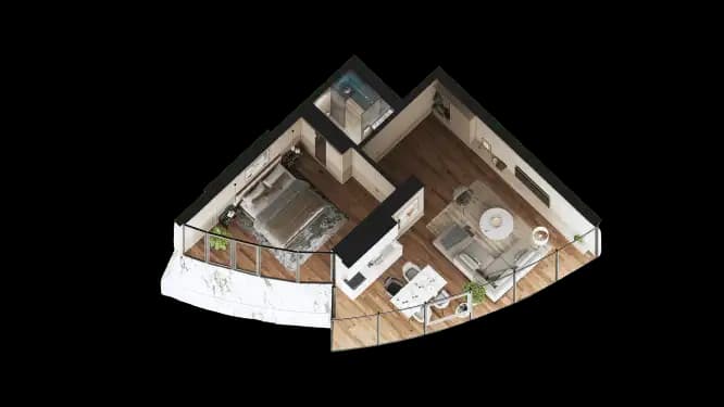 1-комнатная квартира, 61.6 м², 27 этаж в ЖК "Panorama"