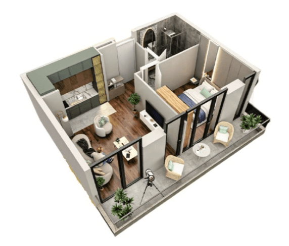 1-bedroom apartment, 47.5 m², 3 floor in "Tekto Rakurs"