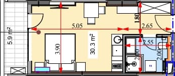 studio, 36.3 m², 25 floor, Real Palace Blue in Batumi