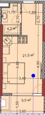 Студия, 31.3 м², 27 этаж в ЖК "OKTO Art House"