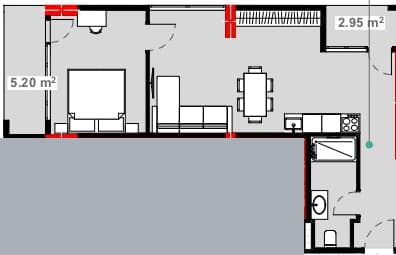 1-комнатная квартира, 57.7 м², 14 этаж в ЖК "Lemon Garden"