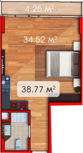 studio, 38.77 m², 10 floor in "Batumi View"