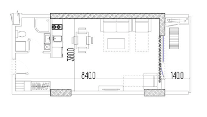 studio, 37 m², 34 floor in "Intourist Residence"