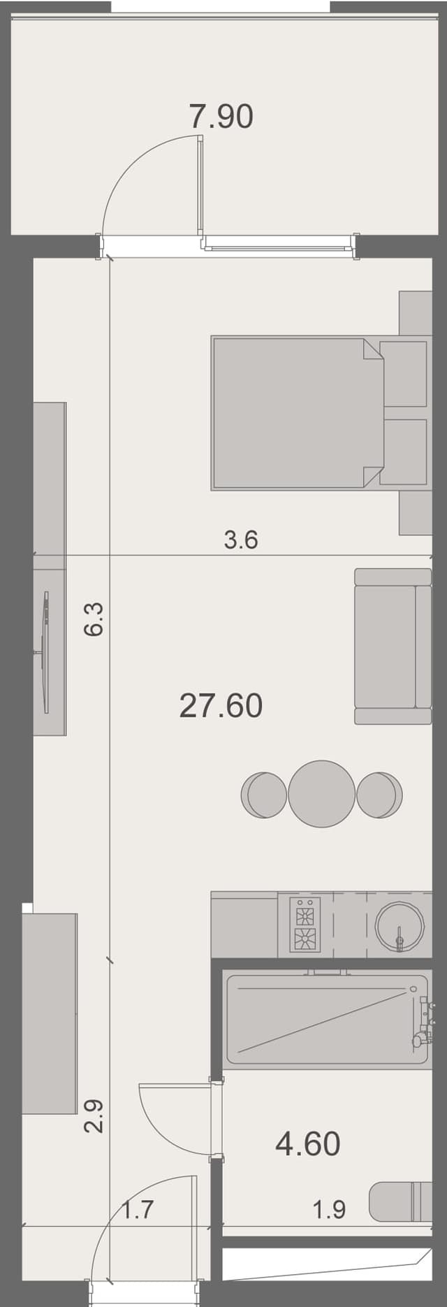, 40.1 מ״ר, קומה 18 בStay & Rent
